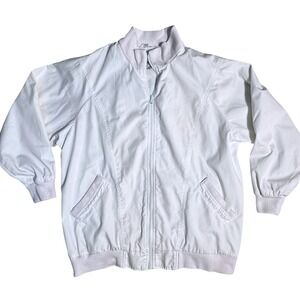 1980's Country Concepts Womens‎ Jacket Full Zip Coat Windbreaker L. White Bomber
